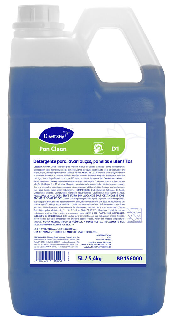 PAN CLEAN 4x5L - DETERGENTE PARA LAVAR LOUÇAS, PANELAS E UTENSÍLIOS